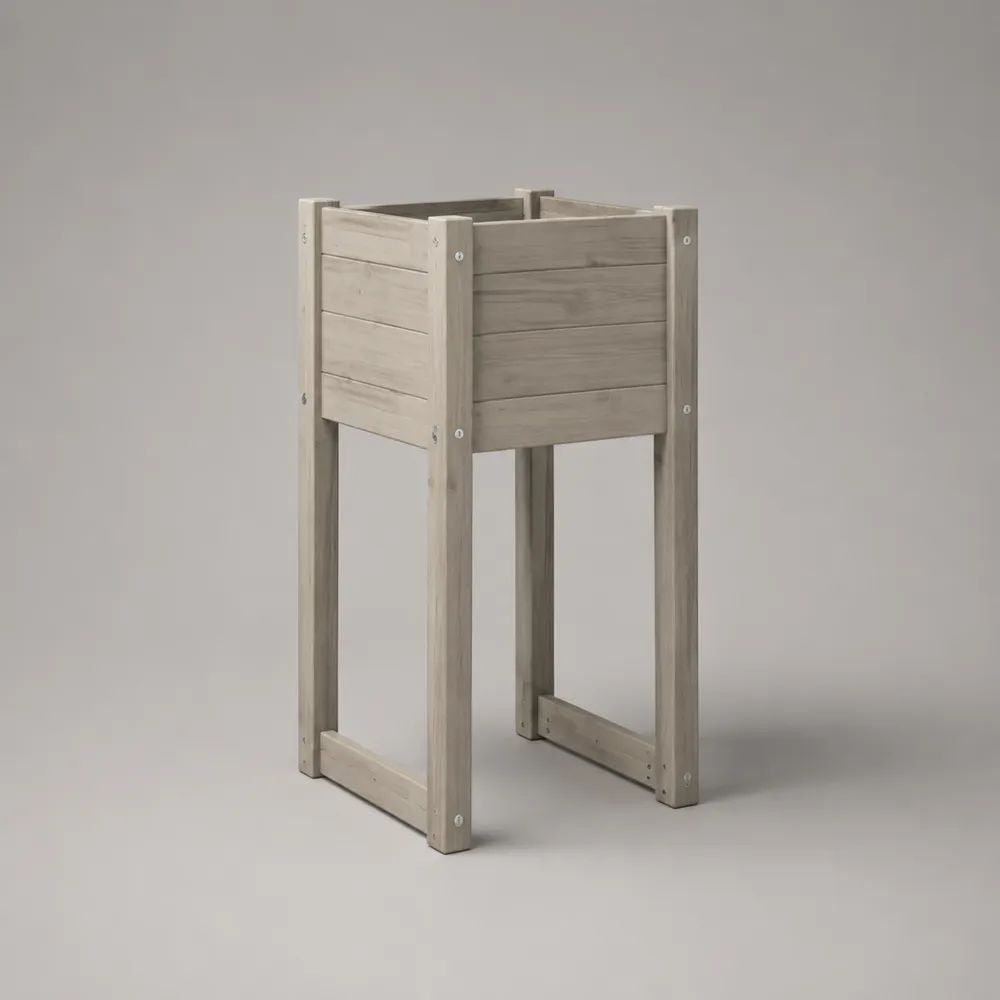 Jardinière surélevée carrée en pin massif gris 45 × 45 × 90 cm