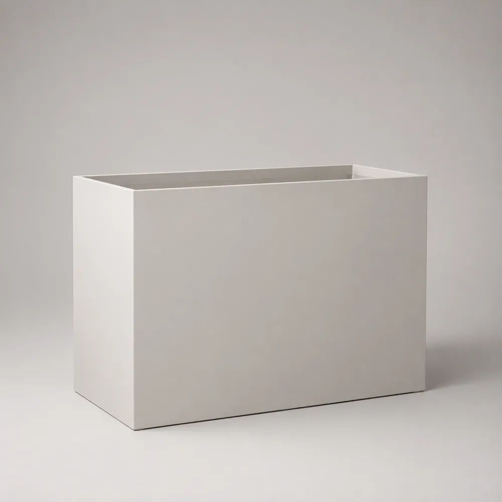 Jardinière rectangulaire en résine renforcée de fibres de verre blanche, 80 × 30 × 50 cm