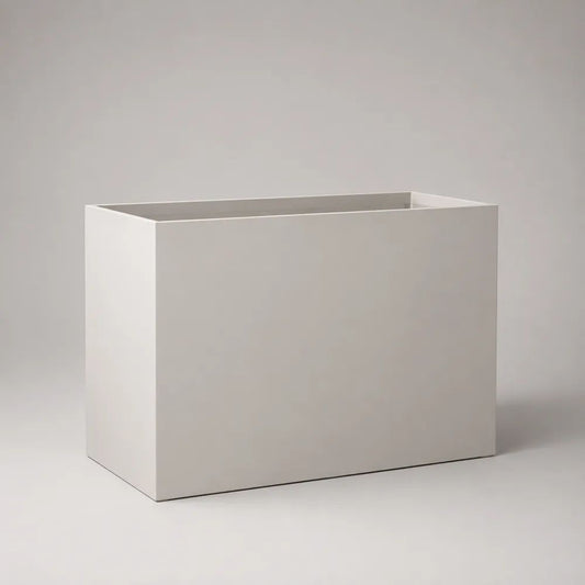 Jardinière rectangulaire en résine renforcée de fibres de verre blanche, 80 × 30 × 50 cm