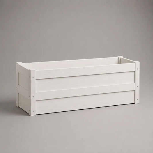 Bac à fleurs rectangulaire en bois de sapin massif blanc, 80 × 30 × 30 cm