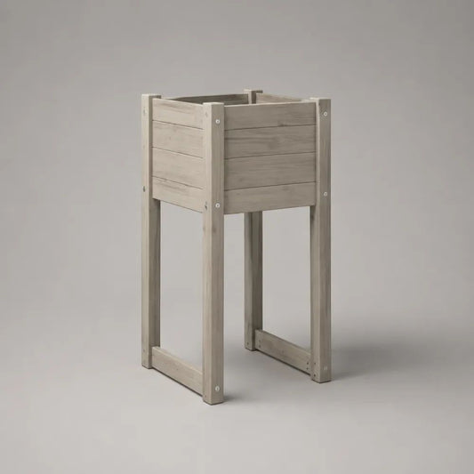 Jardinière surélevée carrée en pin massif gris 45 × 45 × 90 cm
